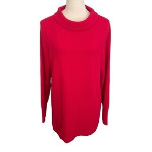 Talbots Pure Cashmere Red Mockneck Sweater Women Sz XL Preppy Cozy Tunic Classic